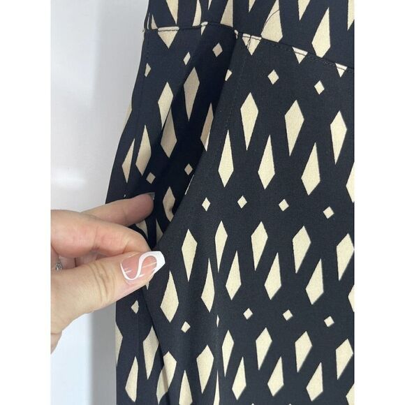 Joseph Ribkoff Black Tan Pants Size 10 Pull On Bell Flare Leg Geometric $170 NEW - Picture 9 of 14